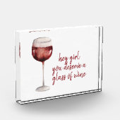 レッドヘイ女の子あなたがワインのグラスに値する引用文 フォトブロック (左)