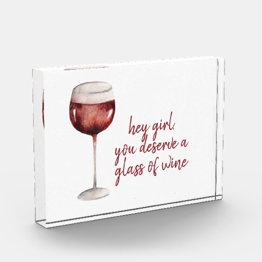 レッドヘイ女の子あなたがワインのグラスに値する引用文 フォトブロック (左)