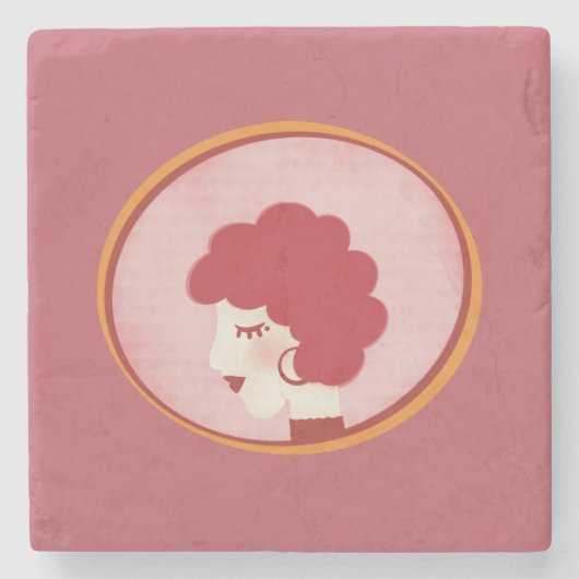 レッドヘッドガールイン鏡 ストーンコースター (正面)