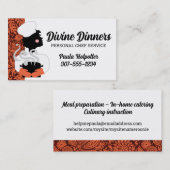 レッドヘッドガールシェフ蒸し料理ポットビズカード 名刺 (正面/裏面)