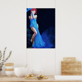 レッドヘッドガールストリップテーズヴィンテージパルプカバーアート ポスター (キッチン)