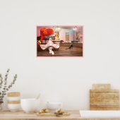 レッドヘッドガールバレエ踊り。 ポスター (キッチン)