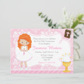 レッドヘッドガールファースト・コミュニオンダマスク 招待状 (スタンド正面)