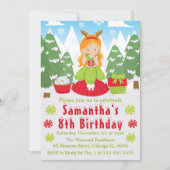 レッドヘッドクリスマスプリンセス冬のシーン誕生日 招待状 (正面)