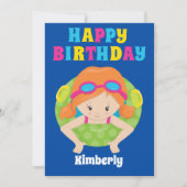 レッドヘッドスイムカスタムガールパーティーハッピーバースデー カード (正面)