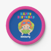 レッドヘッドスイムカスタムガールパーティーハッピーバースデー ペーパープレート (正面)