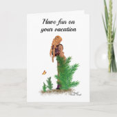 レッドヘッドハイカーバックパックピンナップガールグリーティングカード カード (正面)