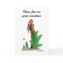 レッドヘッドハイカーバックパックピンナップガールグリーティングカード