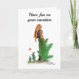 レッドヘッドハイカーバックパックピンナップガールグリーティングカード カード