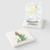 レッドヘッドハイカーバックパックピンナップガールストーンコースター ストーンコースター (横)