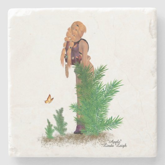 レッドヘッドハイカーバックパックピンナップガールストーンコースター ストーンコースター (正面)