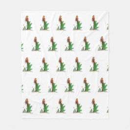 レッドヘッドハイカーバックパックピンナップガールパターン フリースブランケット