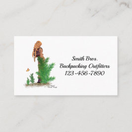 レッドヘッドハイカーバックパックピンナップガールビジネスカード 名刺