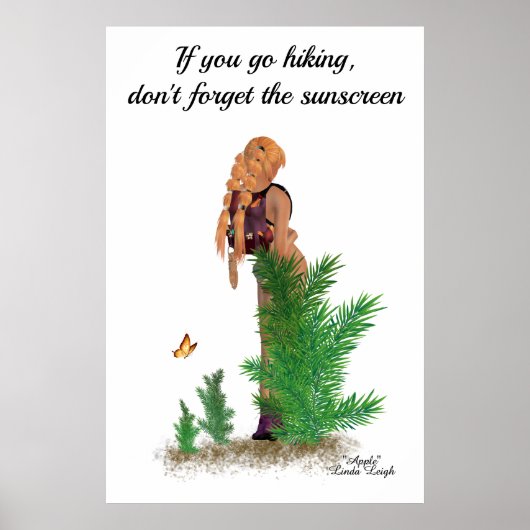 レッドヘッドハイカーバックパックピンナップガールポスター ポスター (正面)