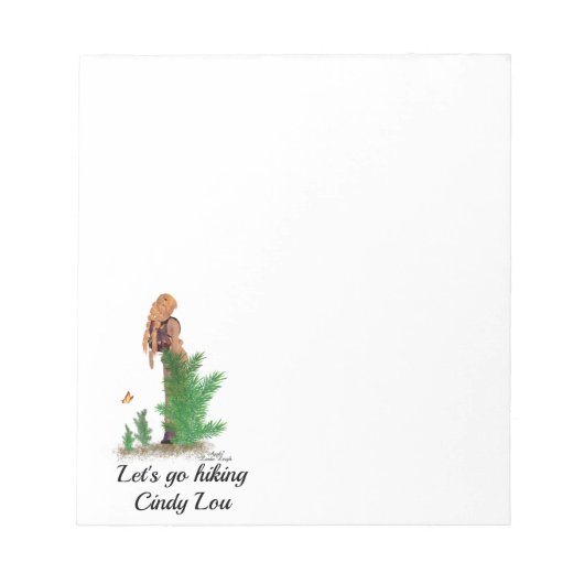 レッドヘッドハイカーバックパックピンナップガールメモ帳 ノートパッド (正面)