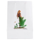 レッドヘッドハイカーバックパックピンナップガール抱き枕 ミディアムペーパーバッグ (裏面)