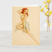 レッドヘッドハワイアンのコスチュームのピン留め カード (黄色い花)