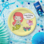 レッドヘッドマーメイドイエローバースデーパーティープレート ペーパープレート (パーティー)