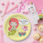 レッドヘッドマーメイドイエローバースデーパーティープレート ペーパープレート (パーティー)
