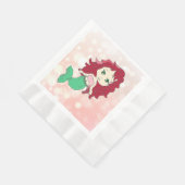 レッドヘッドマーメイドコーラル誕生日紙ナプキンス 縁ありランチョンナプキン (角)