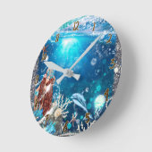 レッドヘッドマーメイドザシーズファンタジー ラウンド壁時計 (傾斜)