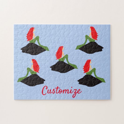 レッドヘッドマーメイドシッティングサンダー_コーブ ジグソーパズル (横)