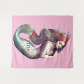 レッドヘッドマーメイド美しいサンダー_コーブ タペストリー (正面(横))