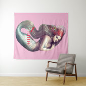 レッドヘッドマーメイド美しいサンダー_コーブ タペストリー (インサイチュ(横))