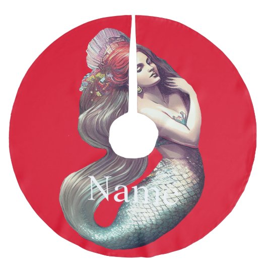 レッドヘッドマーメイド美しいサンダー_コーブ ブラッシュドポリエステルツリースカート (正面)