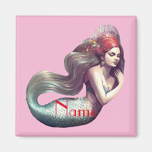 レッドヘッドマーメイド美しいサンダー_コーブ マグネット (正面)