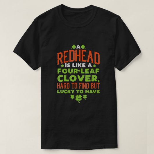 レッドヘッドラッキークローバージンジャージンジャーSt patricks day Tシャツ (デザイン正面)