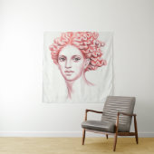 レッドヘッド女性ヘッドストックイラストレーション タペストリー (インサイチュ)