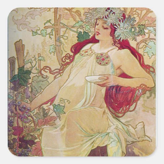 レッドヘッド女神 スクエアシール (正面)