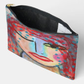 レッドヘッド抽象芸術アート アクセサリーポーチ (見開き)