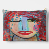 レッドヘッド抽象芸術アート アクセサリーポーチ (裏面)