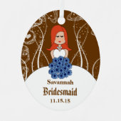 レッドヘッド結婚のガウンの花嫁のメイドが色を選ぶ メタルオーナメント (正面)