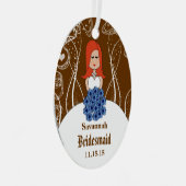 レッドヘッド結婚のガウンの花嫁のメイドが色を選ぶ メタルオーナメント (正面右)