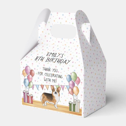 レッドヘディングトライペンブロークコーギ誕生日ありがとう フェイバーボックス (正面サイド)