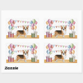 レッドヘディングトリコラーペンブロークコルギパステル誕生日 長方形シール (シート)