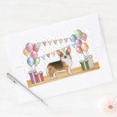 レッドヘディングトリコラーペンブロークコルギパステル誕生日 長方形シール (封筒)