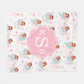 レッドヘパーソナライズされたッドバレリナピンクフローラ フリースブランケット (正面(横))