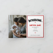 レッドヘリンボーン作りテキサス州フォトベビー 案内状 (内部)