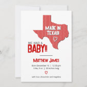 レッドヘリンボーン作りテキサス州フォトベビー 案内状 (正面)