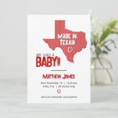 レッドヘリンボーン作りテキサス州フォトベビー 案内状 (スタンド正面)