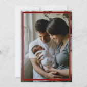 レッドヘリンボーン作りテキサス州フォトベビー 案内状 (裏面)