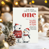 レッドベアーと雪だるまのホリデーシーズンを楽しもう | ウィンター ワンダーランド 招待状