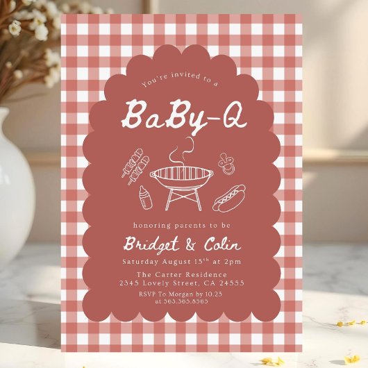レッドベイビーQベビーシャワー招待状 | BBQグリルベイビー 招待状
