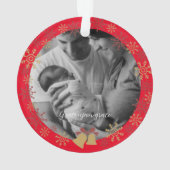 レッドベビークリスマスフォトスノーフレーク オーナメント (裏面)