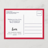 レッドベビーホリデー初めてのクリスマスフォトスノーフレーク シーズンポストカード (裏面)