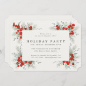 レッドベリエレガントーズクリスマスホリデーパーティー 招待状 (正面/裏面)